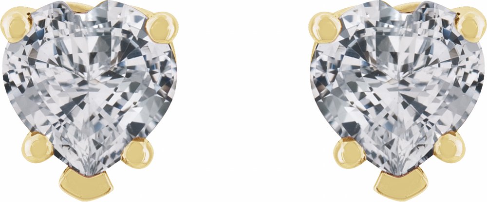 14K Yellow Natural White Sapphire Stud Earrings