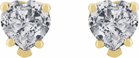 14K Yellow Natural White Sapphire Stud Earrings