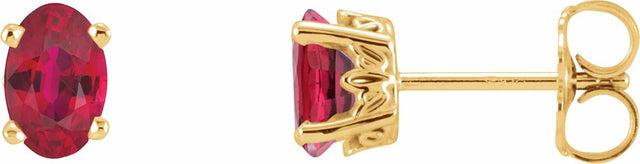 14K Yellow Lab-Grown Ruby Earrings