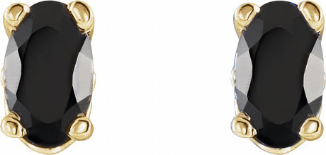 14K Yellow Natural Black Onyx Earrings