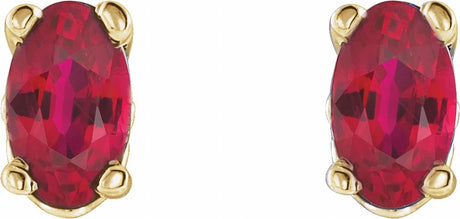 14K Yellow Lab-Grown Ruby Earrings