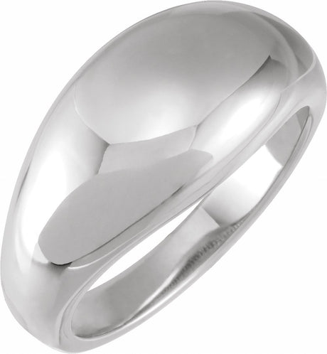 14K White Gold 10 mm Dome Ring
