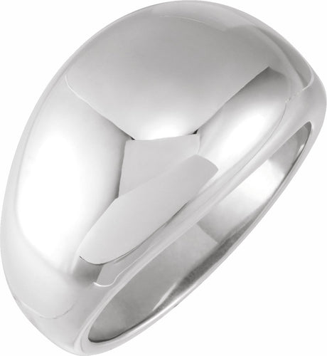 14K White 12 mm Dome Ring