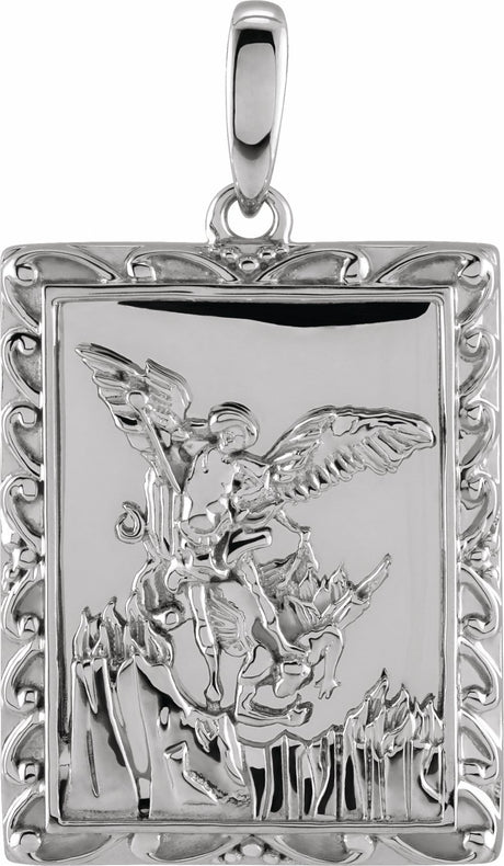 Sterling Silver 19.8x15.9 mm St. Michael Medal