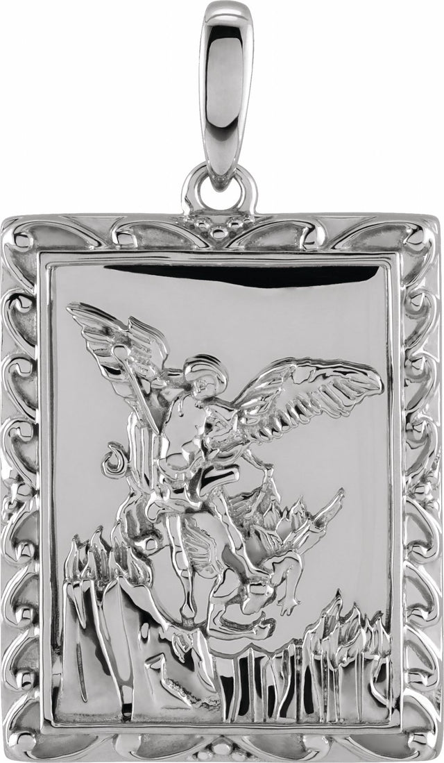 Sterling Silver 19.8x15.9 mm St. Michael Medal