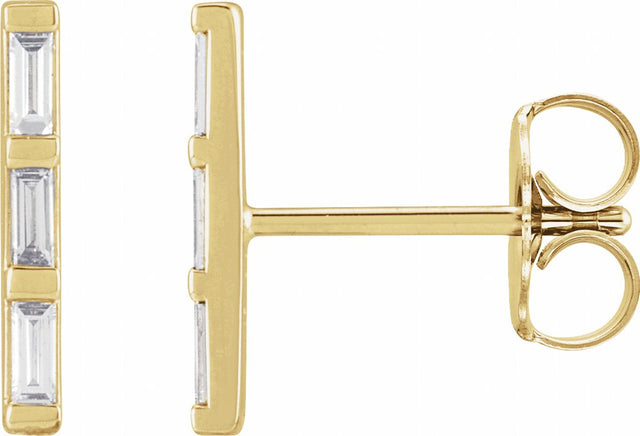 14K Yellow 1/8 CTW Natural Diamond Bar Earrings