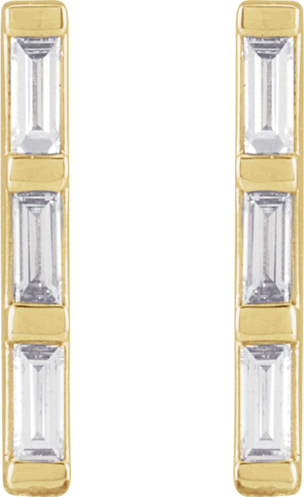 14K Yellow 1/8 CTW Natural Diamond Bar Earrings