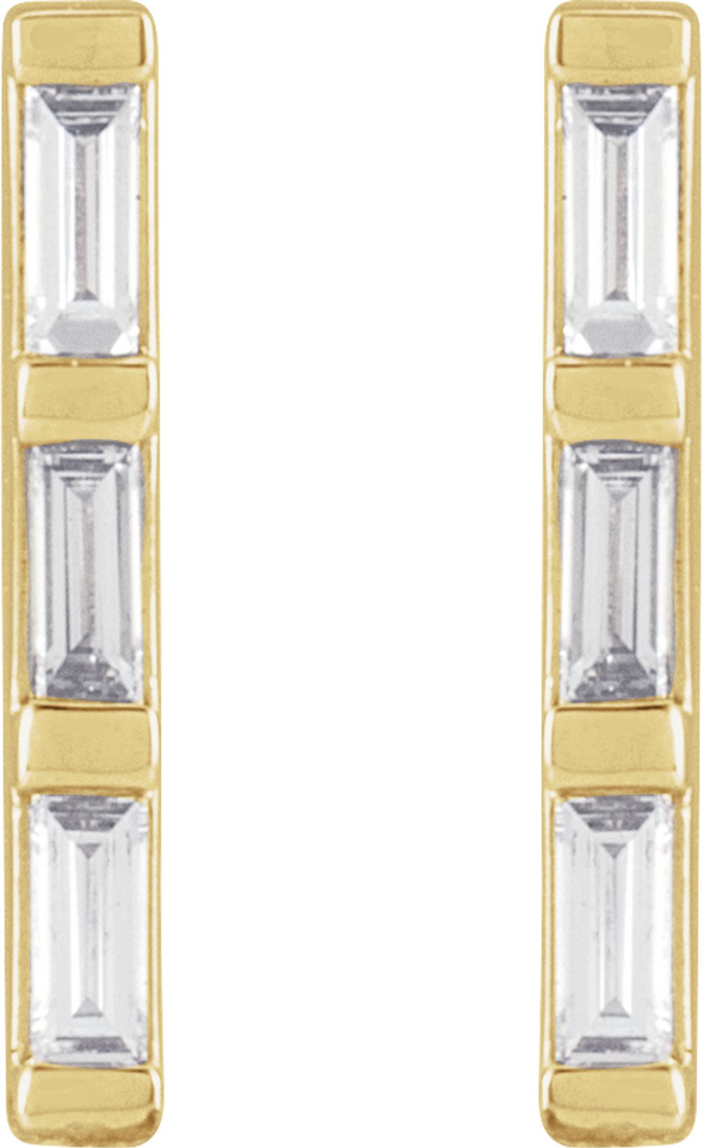 14K Yellow 1/8 CTW Natural Diamond Bar Earrings
