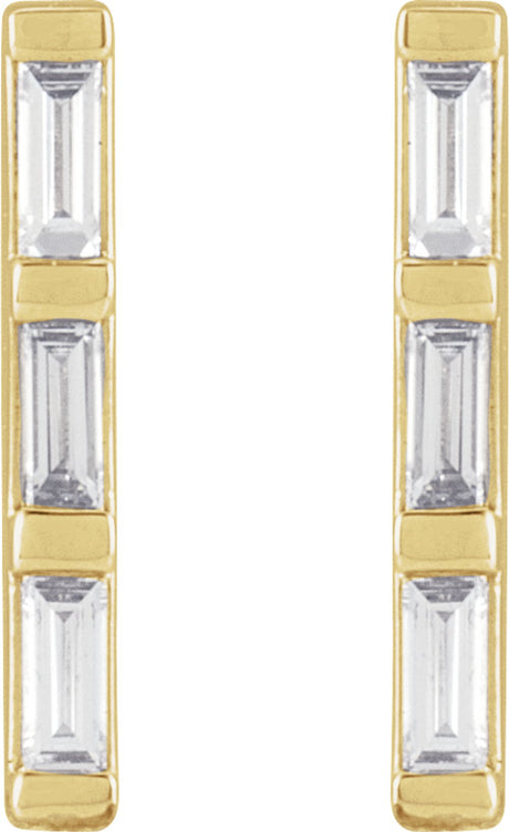 14K Yellow 1/8 CTW Natural Diamond Bar Earrings