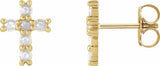 14K Yellow Gold 1/5 CTW Rose-Cut Natural Diamond Cross Earings