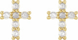 14K Yellow Gold 1/5 CTW Rose-Cut Natural Diamond Cross Earings