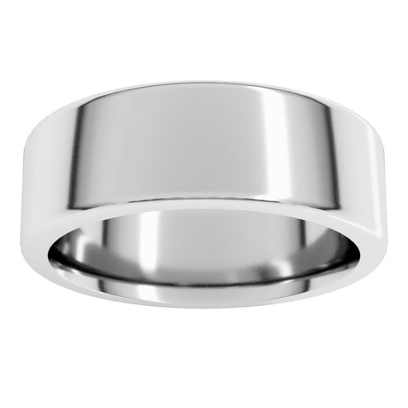 14K White 8 mm Heavyweight Round-Edge Comfort-Fit Flat Band