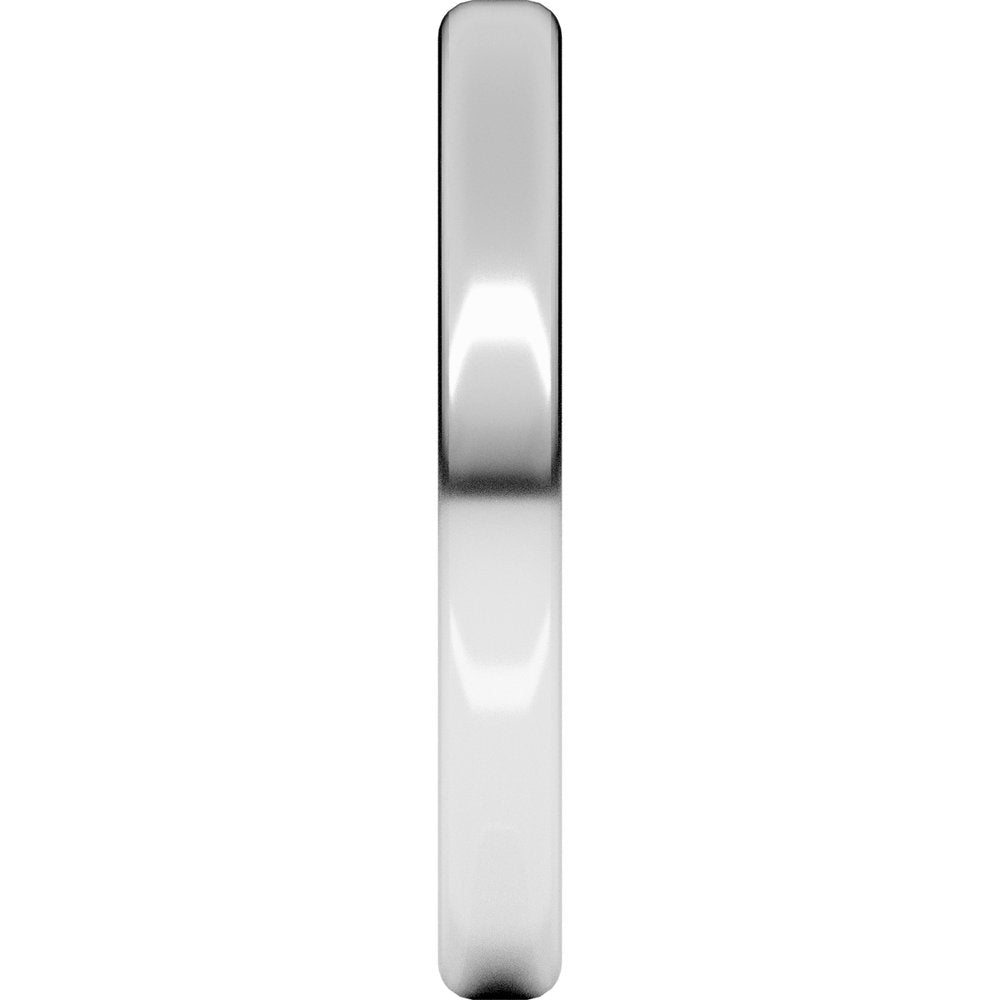 10K White Gold 3 mm Heavyweight Round-Edge Comfort-Fit Flat Band Size 7.5