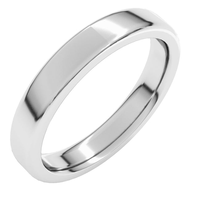 18K White 4 mm Heavyweight Round-Edge Comfort-Fit Flat Band Size 11