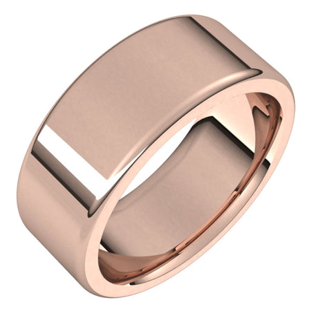 14K Rose Gold 9 mm Heavyweight Round-Edge Comfort-Fit Flat Band Size 9