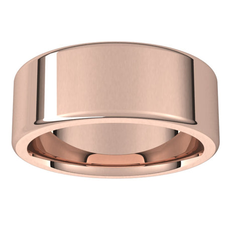 14K Rose Gold 9 mm Heavyweight Round-Edge Comfort-Fit Flat Band Size 9