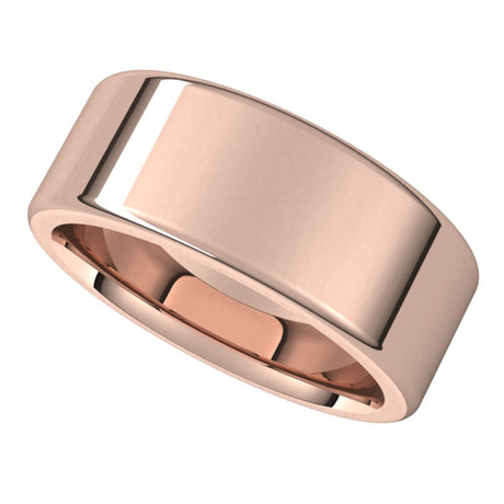 14K Rose Gold 9 mm Heavyweight Round-Edge Comfort-Fit Flat Band Size 9
