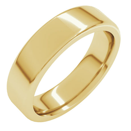 14K Yellow 6 mm Heavyweight Round-Edge Comfort-Fit Flat Band Size 6.5