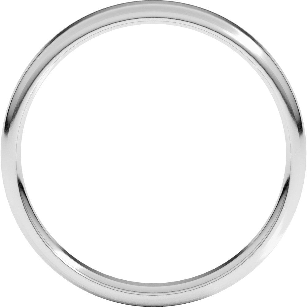14K White 4 mm Lightweight Round-Edge Comfort-Fit Flat Band Size 8