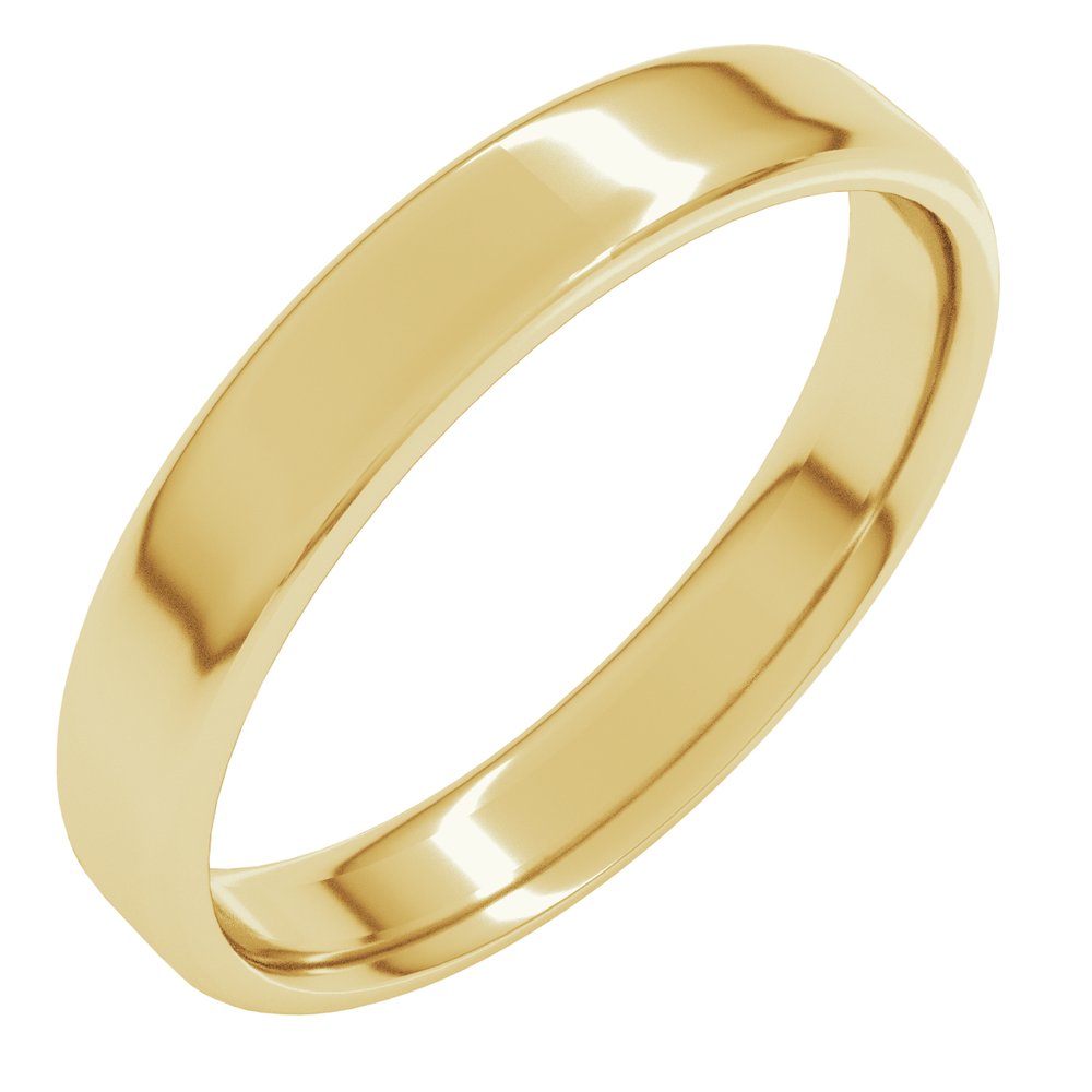 18K Yellow 4 mm Lightweight Round-Edge Comfort-Fit Flat Band Size 6