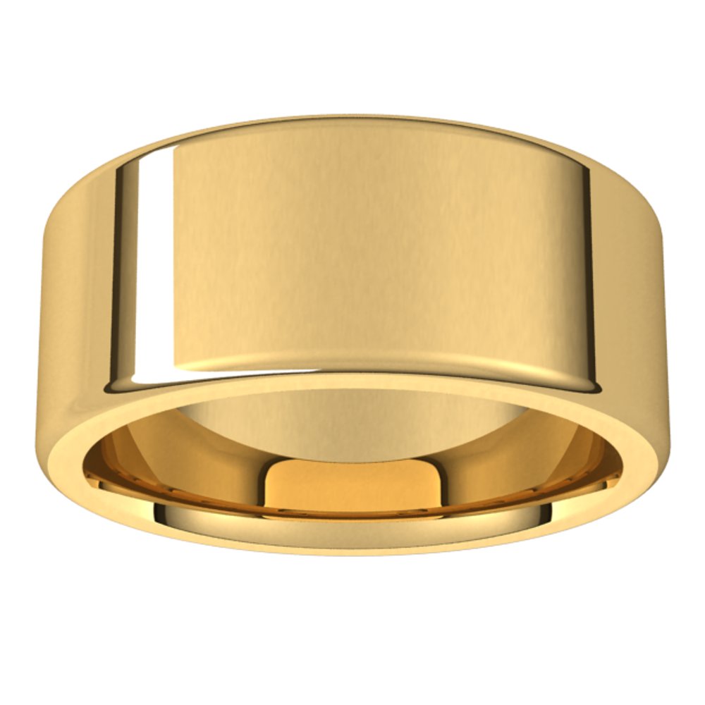 14K Yellow Gold 10 mm Heavyweight Round-Edge Comfort-Fit Flat Band Size 7