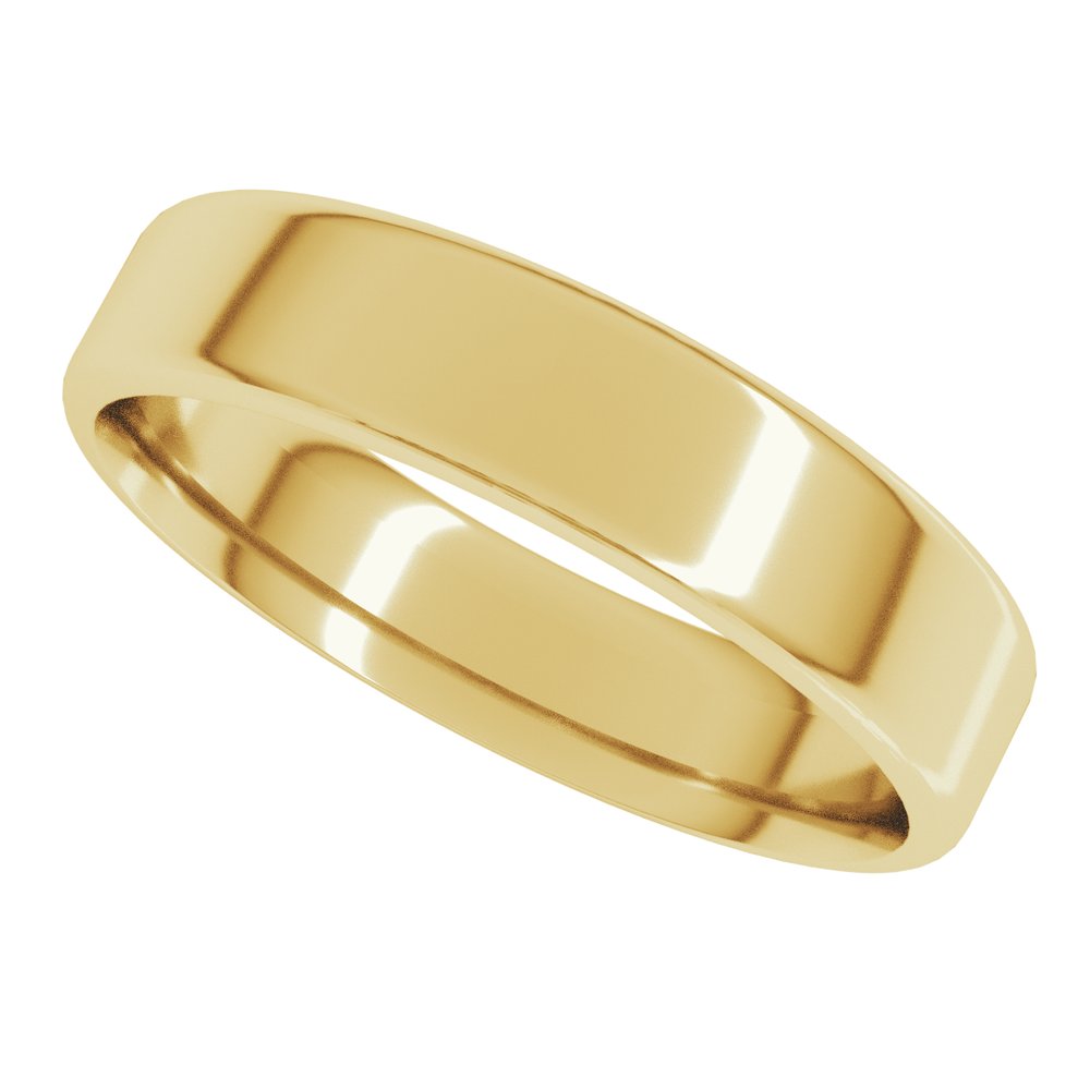 14K Yellow 5 mm Lightweight Round-Edge Comfort-Fit Flat Band Size 5.5