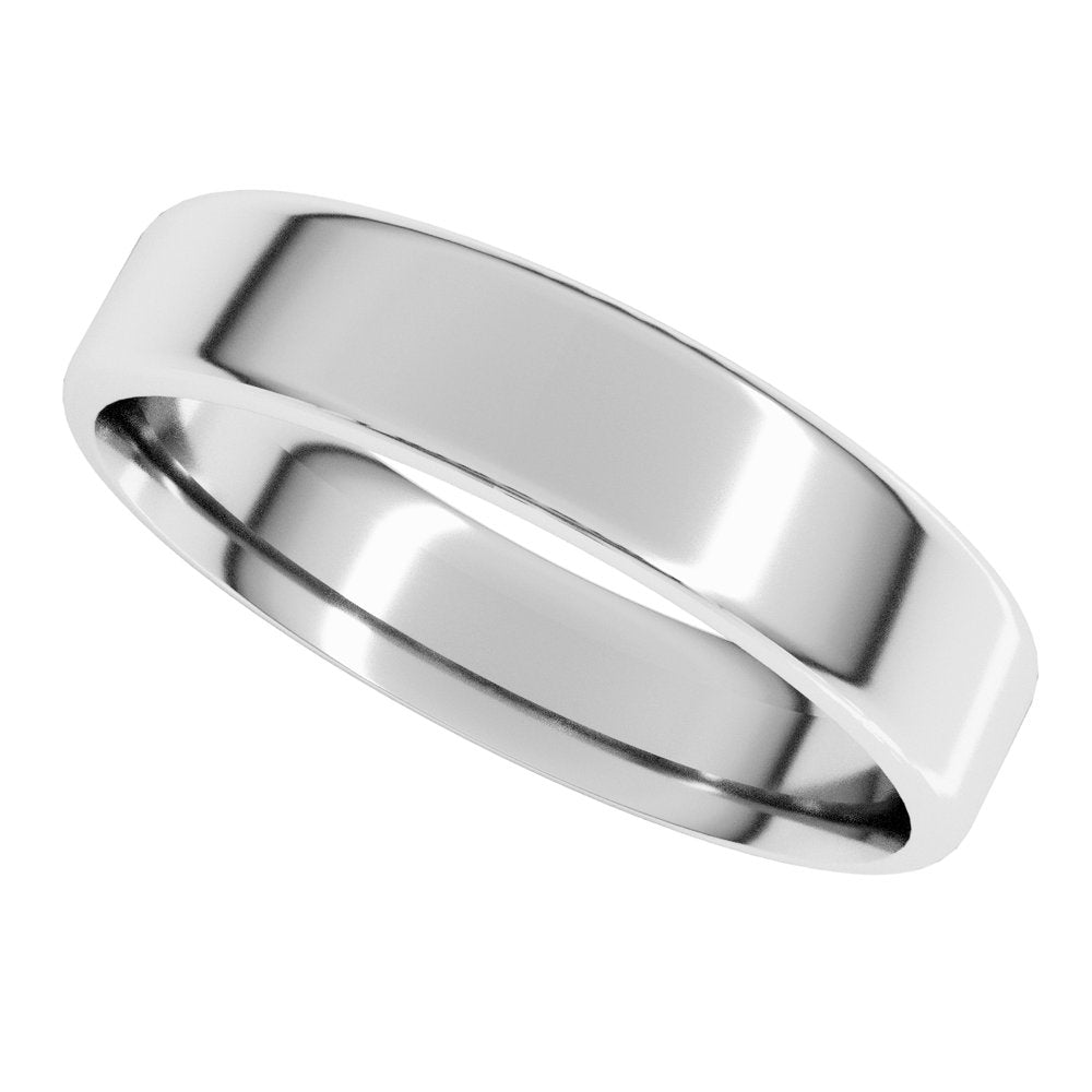 14K White Gold 5 mm Lightweight Round-Edge Comfort-Fit Flat Band Size 7.5