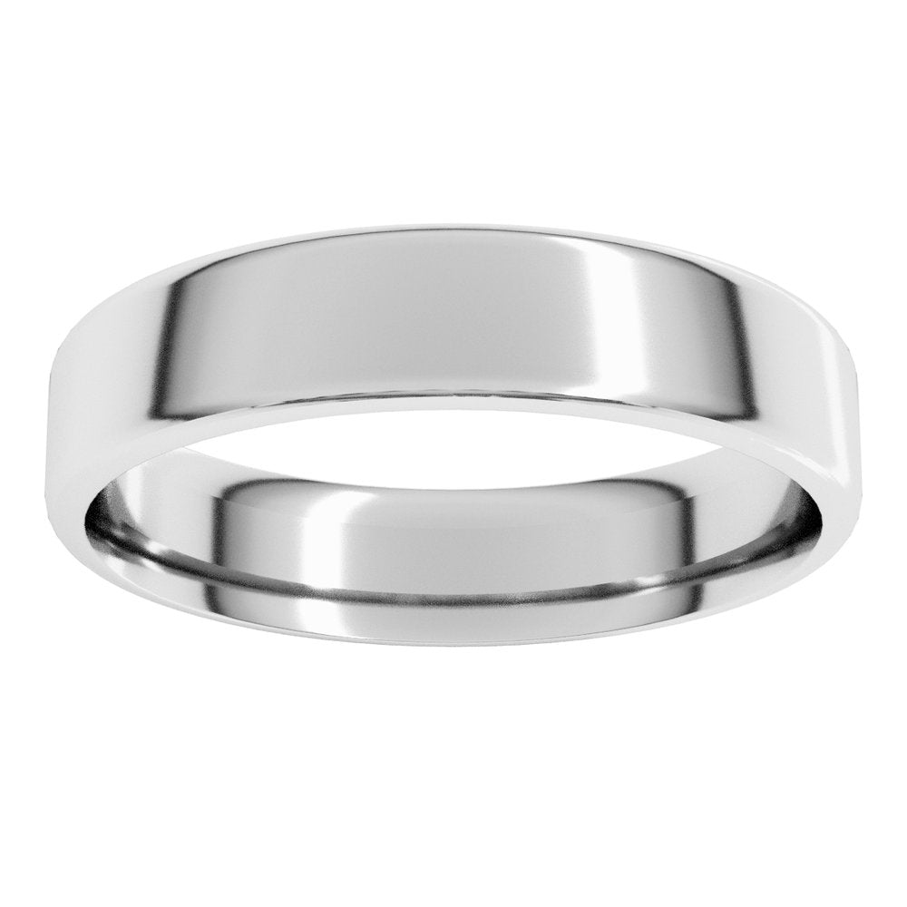 14K White 5 mm Lightweight Round-Edge Comfort-Fit Flat Band Size 9