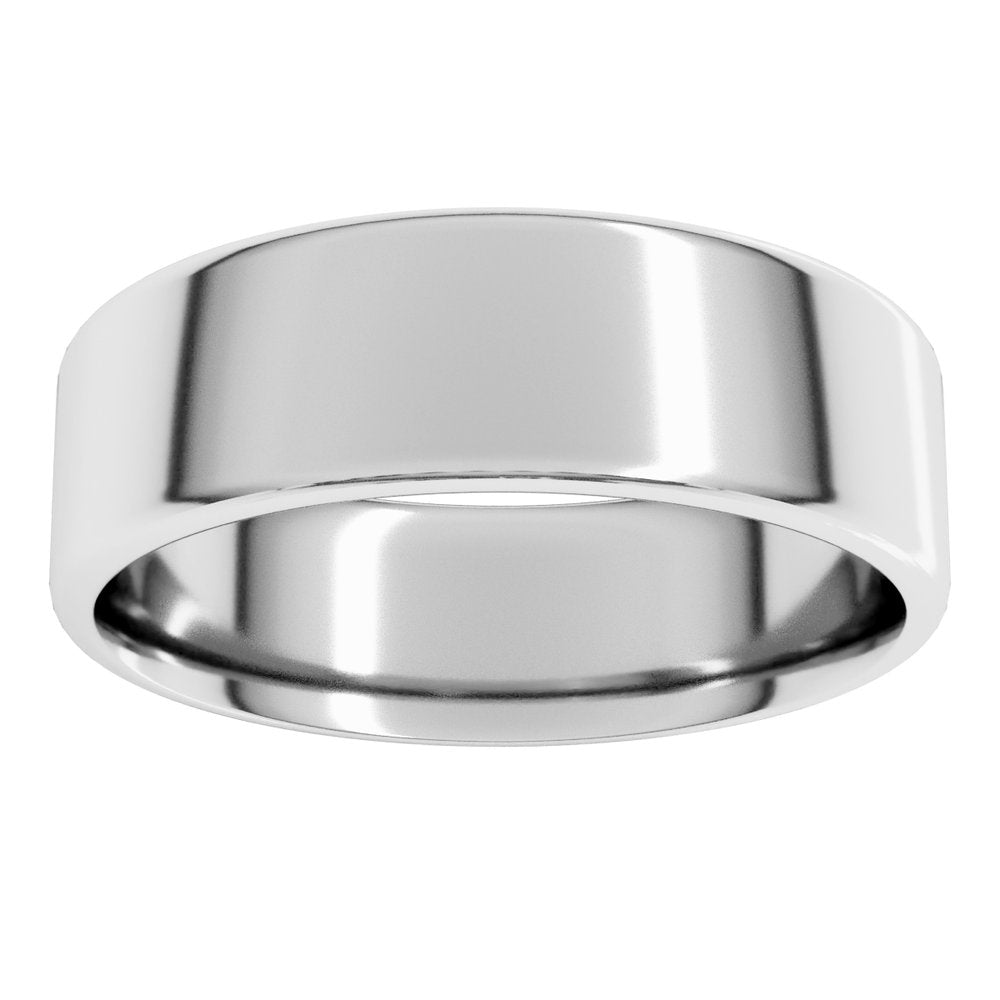 10K White Gold 7 mm Lightweight Round-Edge Comfort-Fit Flat Band Size 7.5
