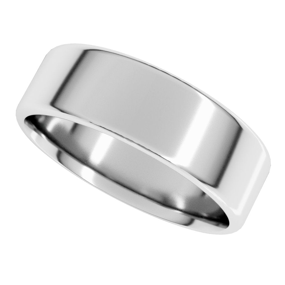 10K White 7 mm Lightweight Round-Edge Comfort-Fit Flat Band Size 8.5