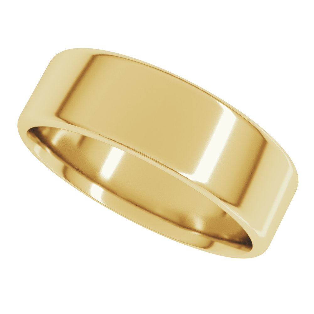 14K Yellow 7 mm Lightweight Round-Edge Comfort-Fit Flat Band Size 7