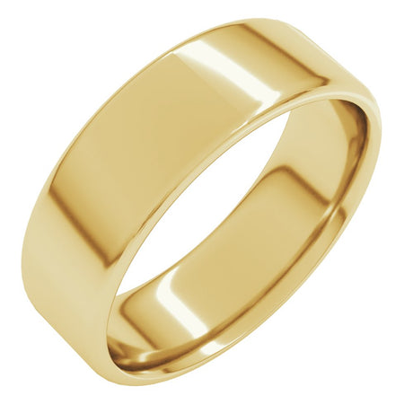 14K Yellow 7 mm Lightweight Round-Edge Comfort-Fit Flat Band Size 7