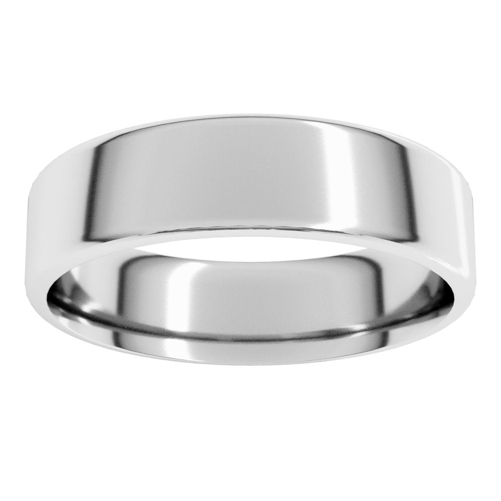 14K White Gold 6 mm Lightweight Round-Edge Comfort-Fit Flat Band Size 11