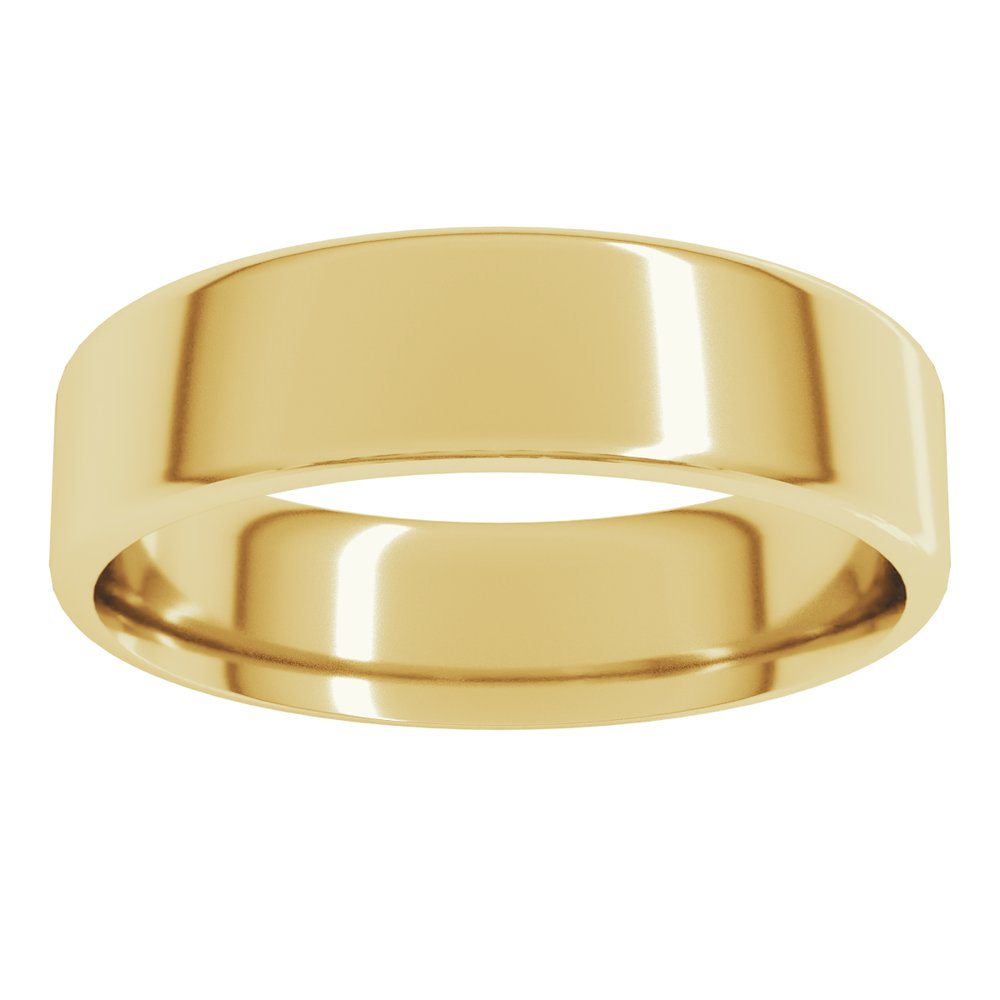 14K Yellow 6 mm Lightweight Round-Edge Comfort-Fit Flat Band
