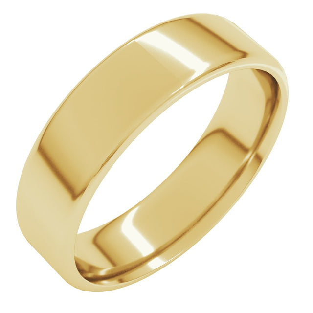 14K Yellow 6 mm Lightweight Round-Edge Comfort-Fit Flat Band Size 13