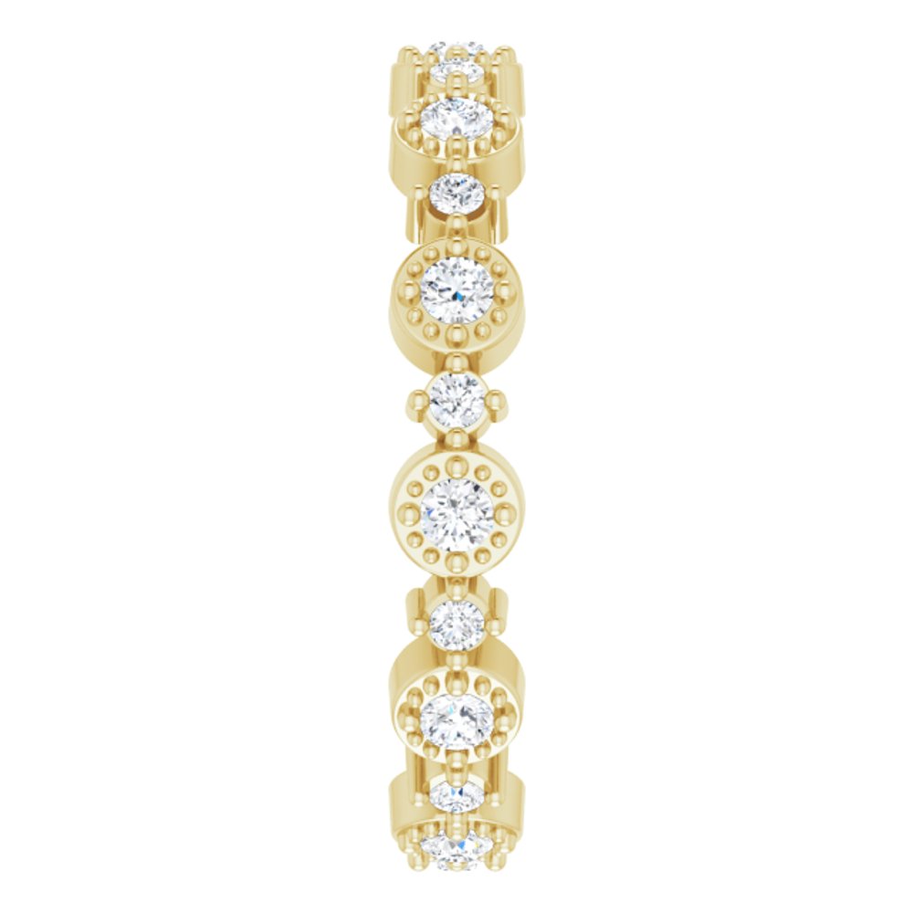 14K Yellow 1/2 CTW Natural Diamond Beaded Halo-Style Eternity Band
