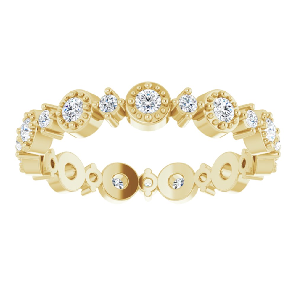 14K Yellow 1/2 CTW Natural Diamond Beaded Halo-Style Eternity Band