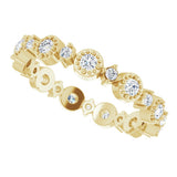 14K Yellow 1/2 CTW Natural Diamond Beaded Halo-Style Eternity Band