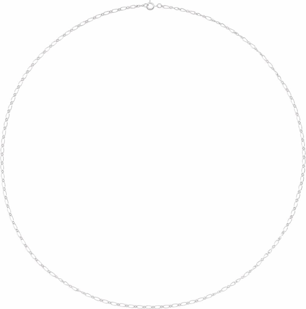 14K White Gold 1.5 mm Figaro 18" Chain