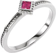 14K White Natural Pink Tourmaline Family Stackable Ring