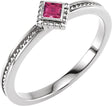14K White Gold Natural Pink Tourmaline Family Stackable Ring