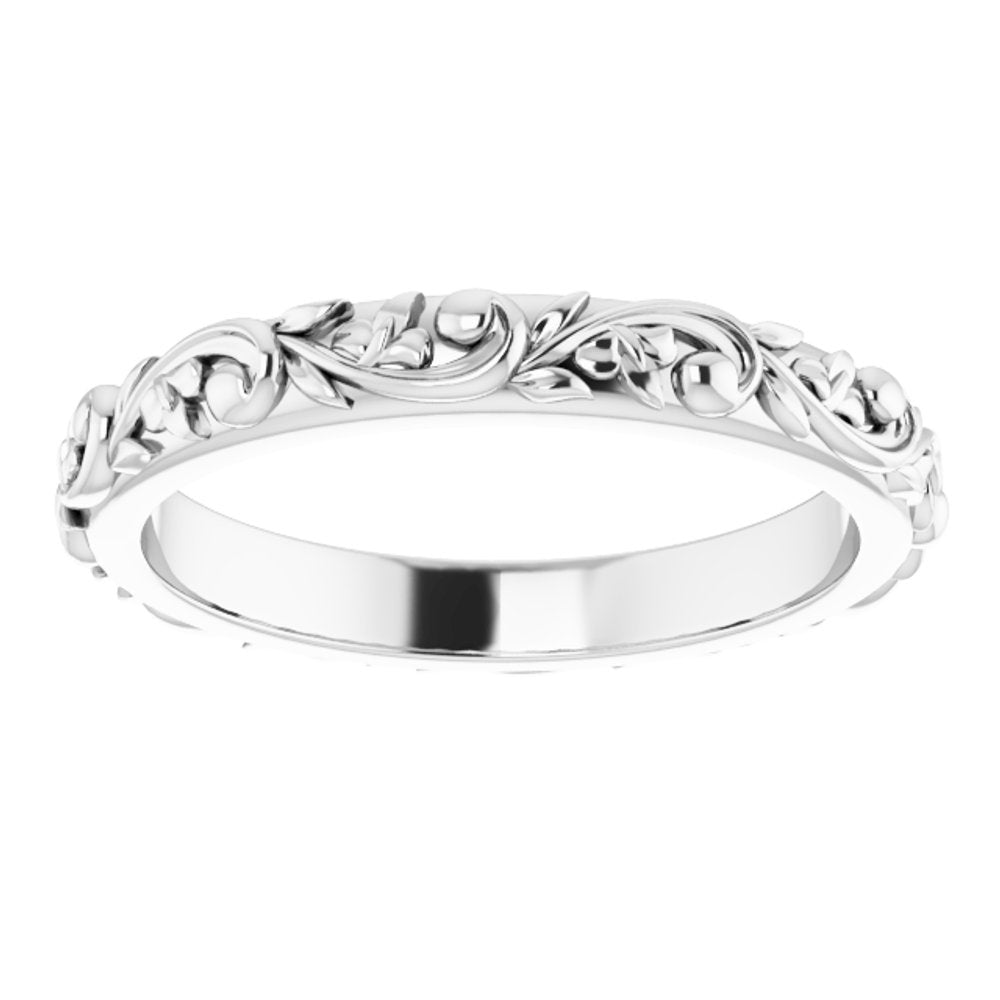 Platinum Floral-Inspired Band Size 4