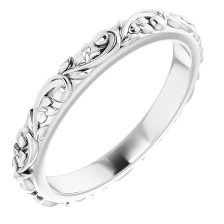 14K White Gold 2.5 mm Sculptural Band Size 5