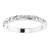 14K X1 White Floral-Inspired Band Size 6.5