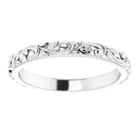 14K X1 White Floral-Inspired Band Size 6.5