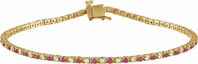 14K Yellow Gold Natural Ruby & 5/8 CTW Natural Diamond Line 7 1/4" Bracelet