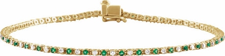 14K Yellow Gold Vermeil 5/8 CTW Lab-Grown Emerald & Lab-Grown Diamond Line 7 1/4" Bracelet