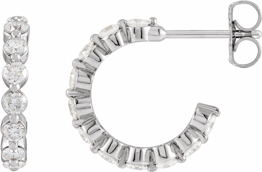 14K White Gold 7/8 CTW Natural Diamond 14.5 mm Hoop Earrings