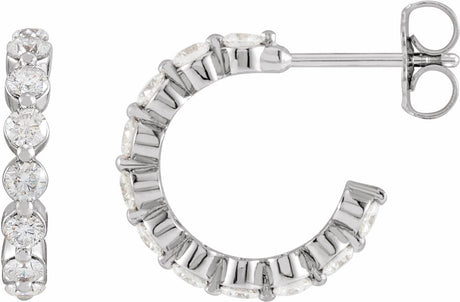 14K White Gold 7/8 CTW Natural Diamond 14.5 mm Hoop Earrings