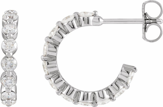 14K White Gold 7/8 CTW Natural Diamond 14.5 mm Hoop Earrings